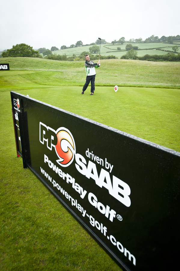 Jezz on the 1st tee PowerPlay Golf pro-am